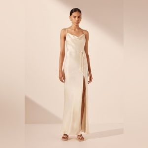 La Lune Bias Cowl Maxi Dress - Cream